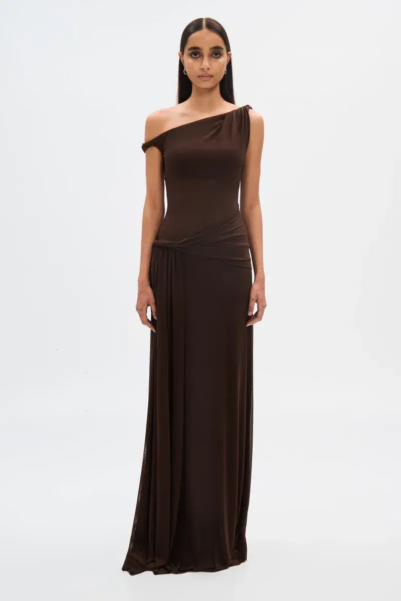 Misha Sisal Maxi Dress Espresso Size 8/S for rent on The Volte - main image