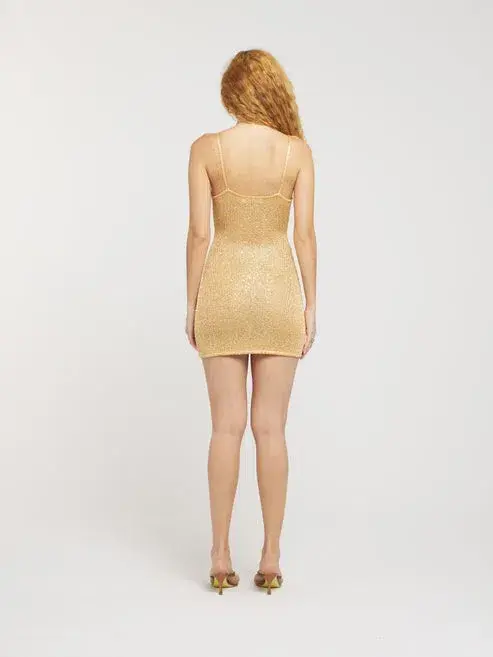 Asta Resort Delilah Mini Dress Sepia Sequin Size AU 10 - Image 2