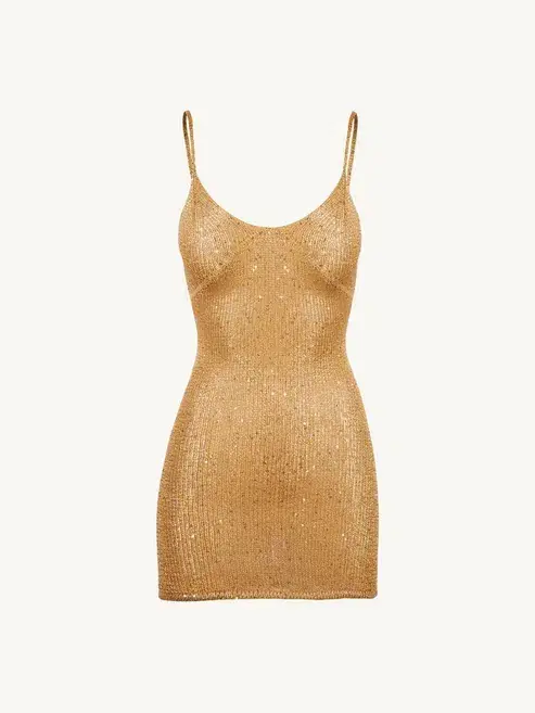 Asta Resort Delilah Mini Dress Sepia Sequin Size AU 10 - Image 4