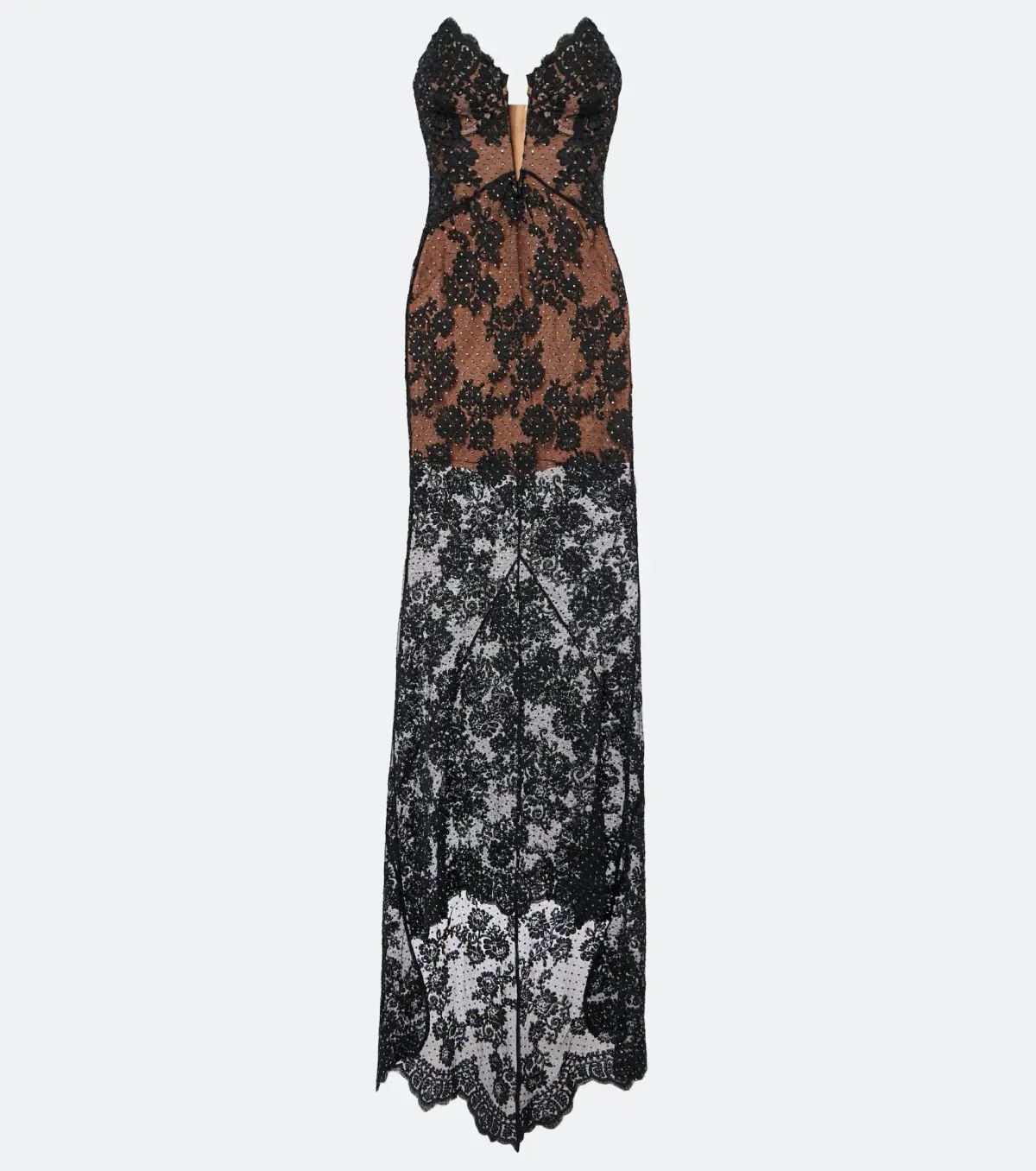 Self Portrait Rhinestone Lace Maxi Dress Black Size S/AU 8 - Image 4