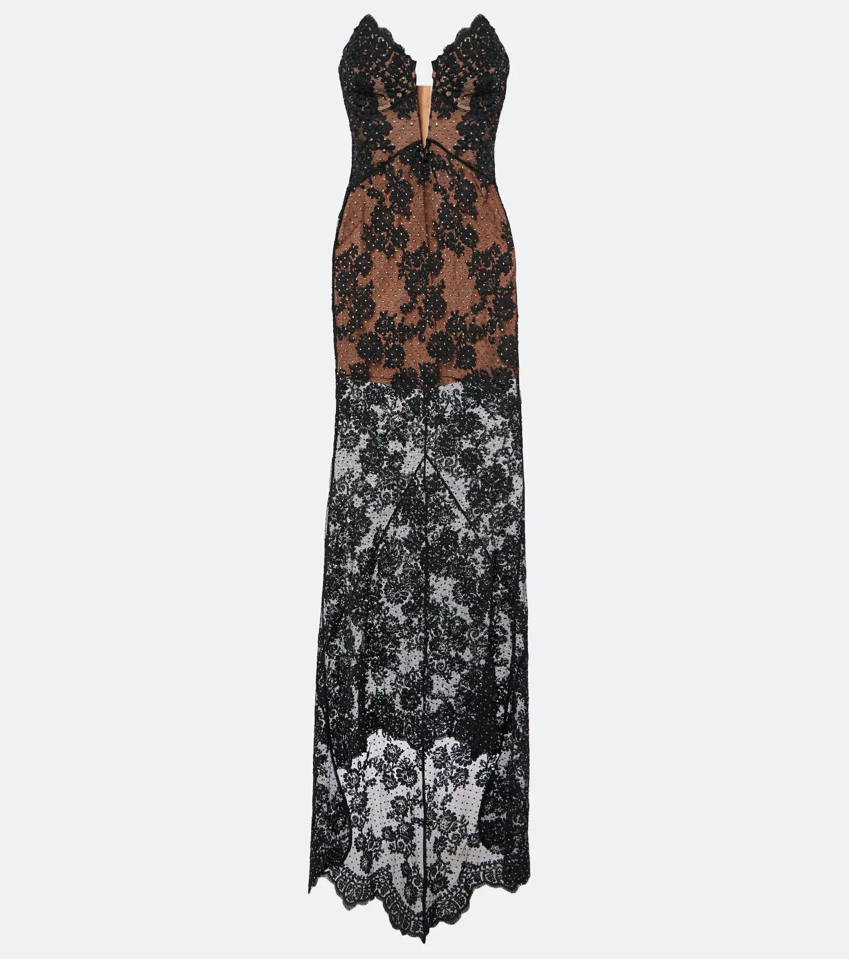 Self Portrait Rhinestone Lace Maxi Dress Black Size S/AU 8 - Image 4