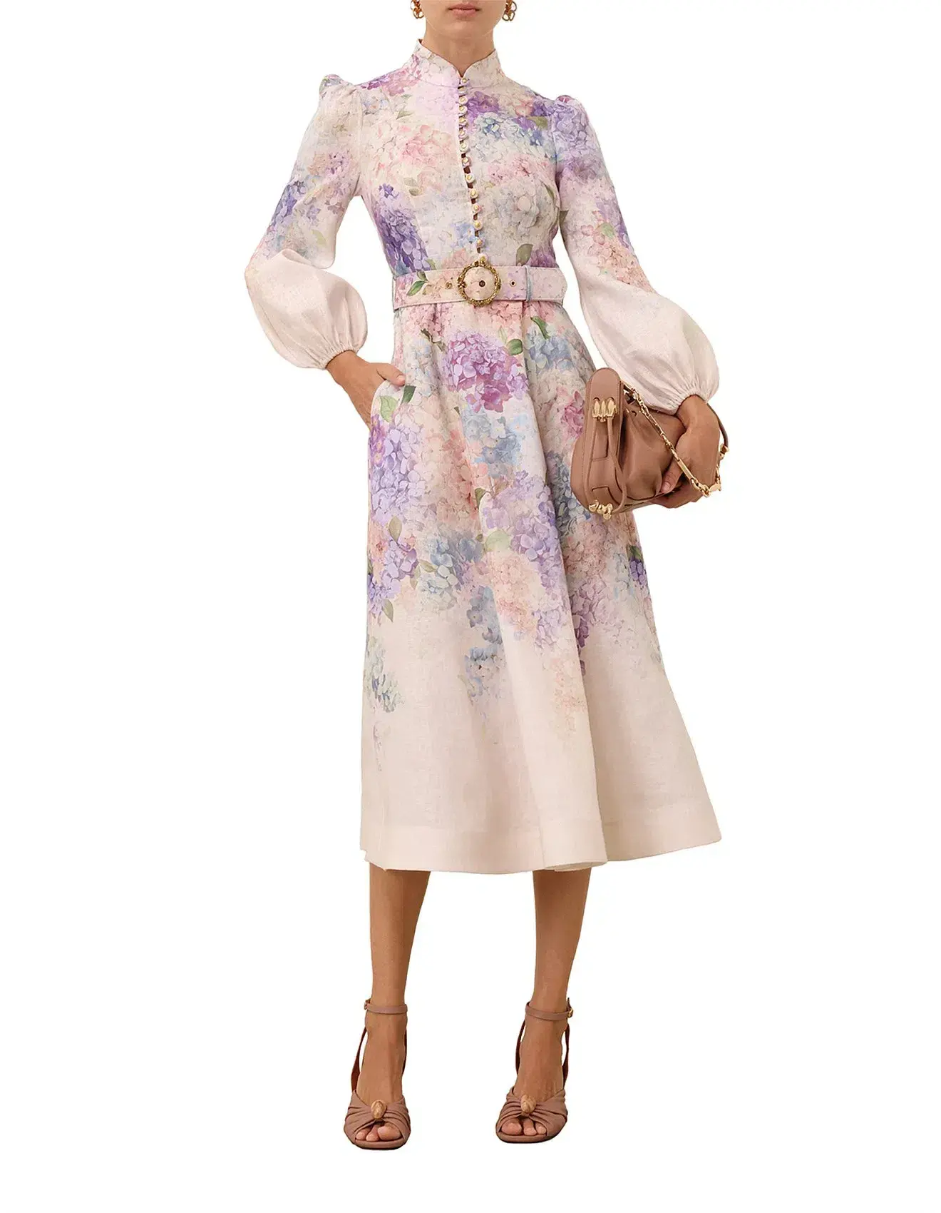 Zimmermann Dawning Buttoned Midi Multi Hydrangea Size AU 14 - Image 1