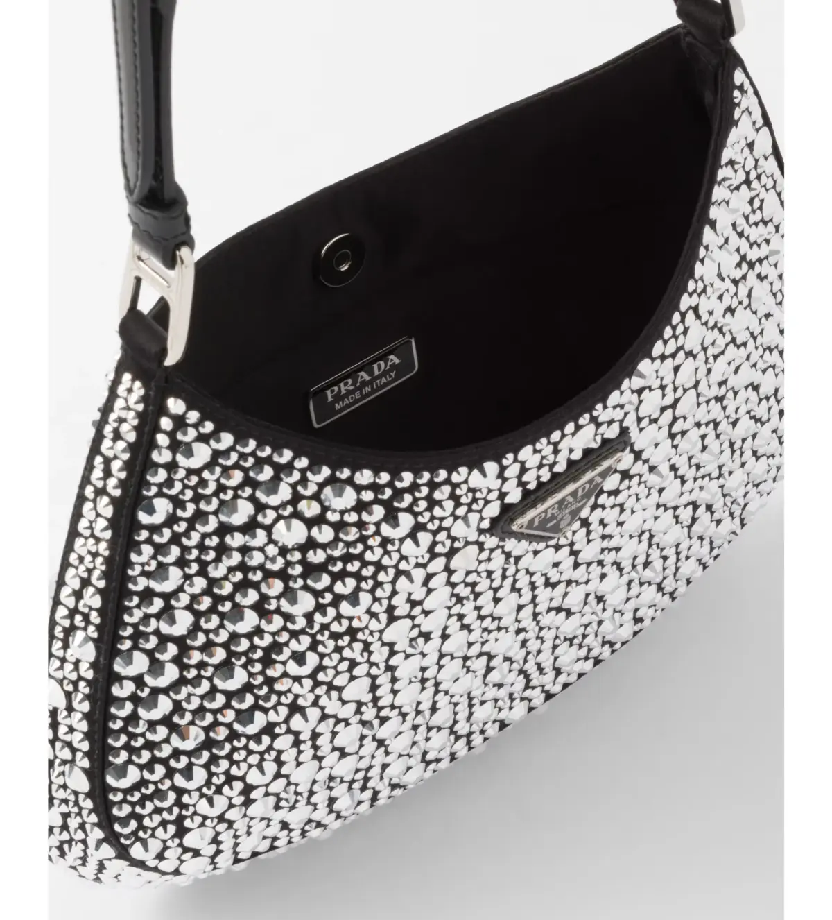 Prada Cleo Satin Bag With Crystals Silver - Image 3