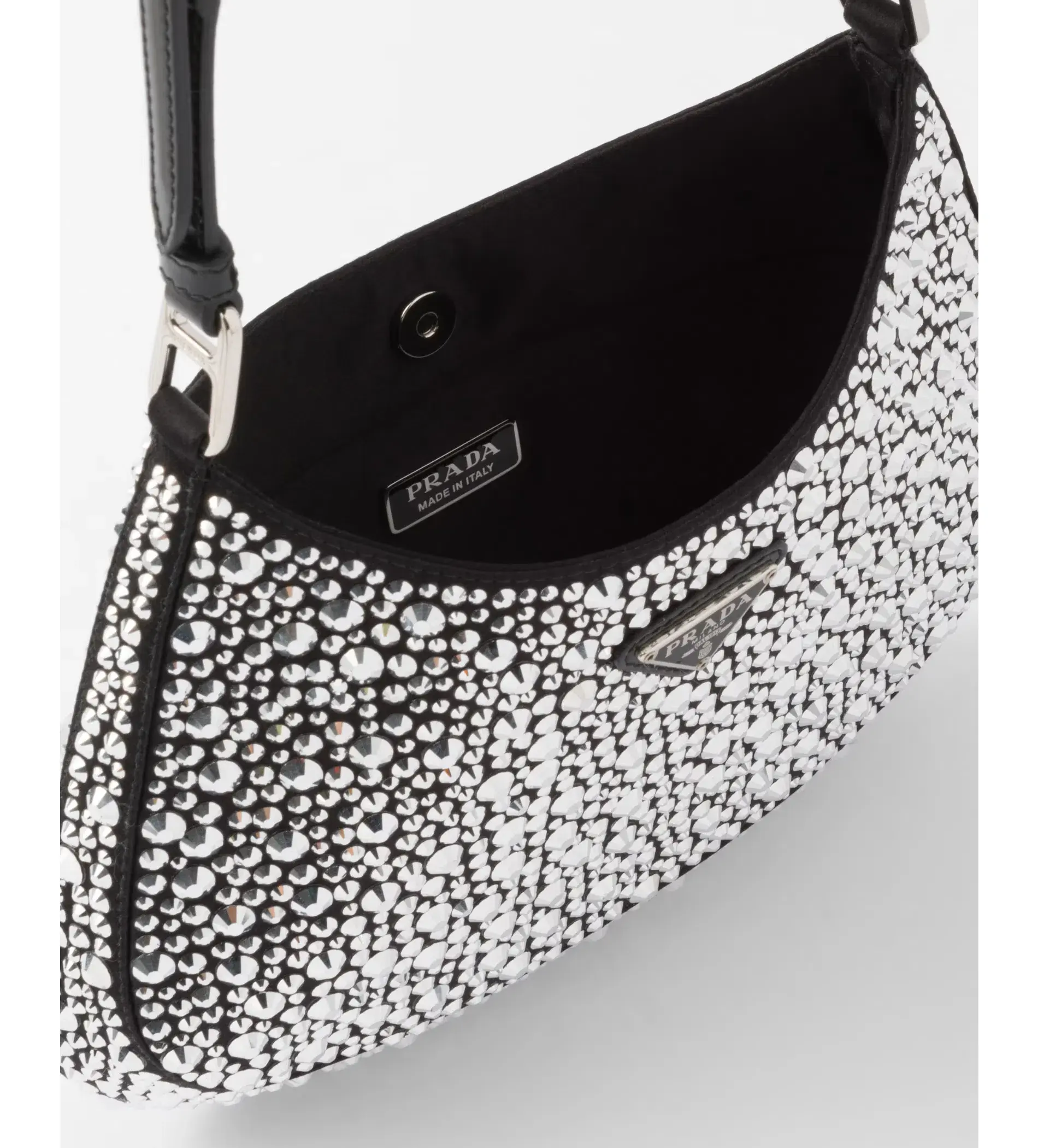 Prada Cleo Satin Bag With Crystals Silver - Image 3