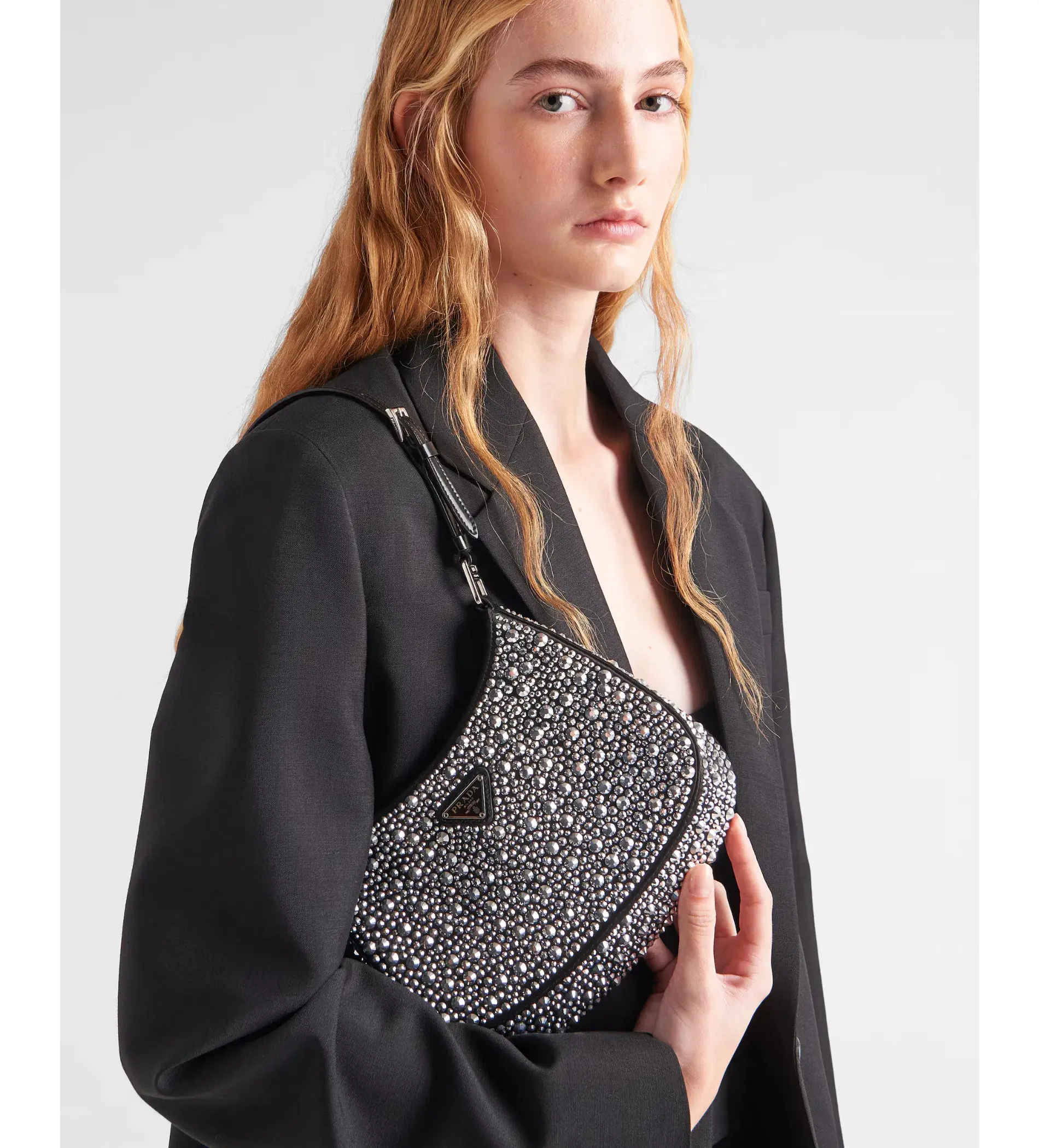 Prada Cleo Satin Bag With Crystals Silver - Image 5