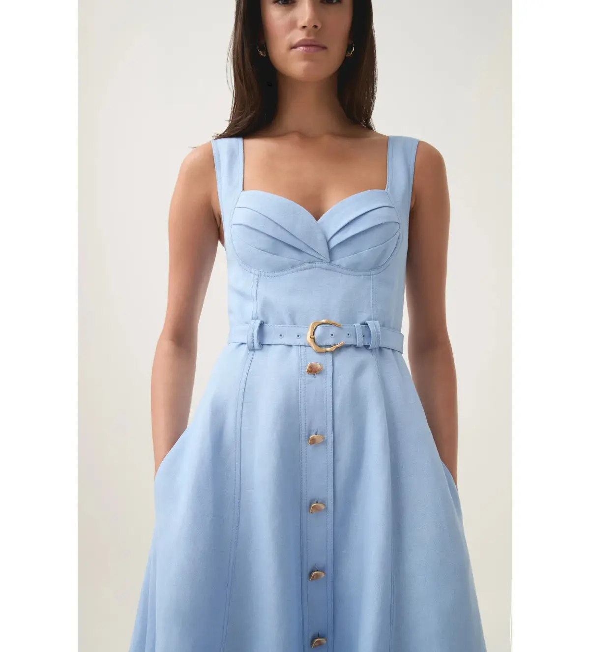 Aje Primary Belted Midi Dress Daydream Blue Size AU 12 - Image 4