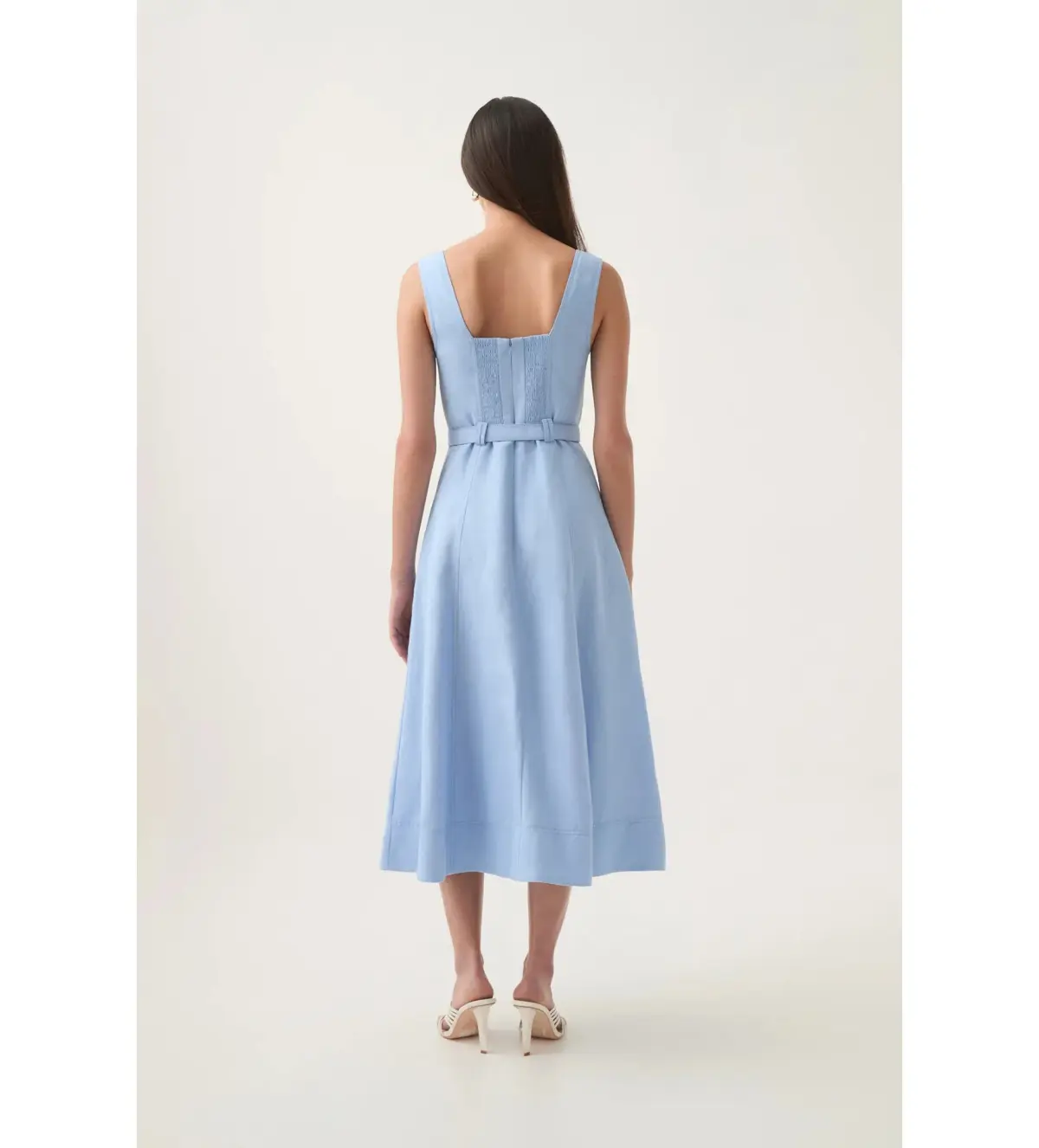 Aje Primary Belted Midi Dress Daydream Blue Size AU 12 - Image 3