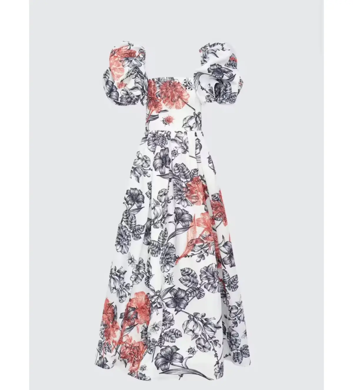 Leo Lin Clara Embellished Puff Sleeve Tie Back Gown Harmony Print in Ming Size AU 14 - Image 1