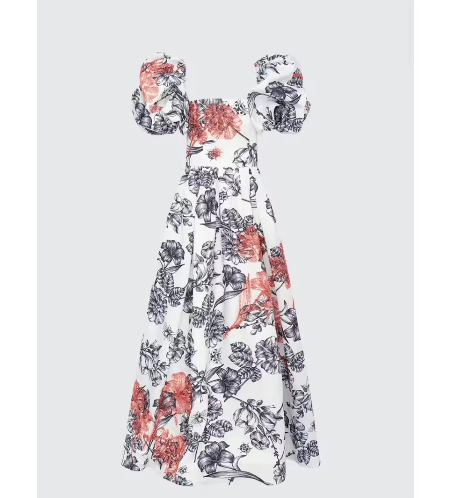 Leo Lin Clara Embellished Puff Sleeve Tie Back Gown Harmony Print in Ming Size AU 14 - Image 1