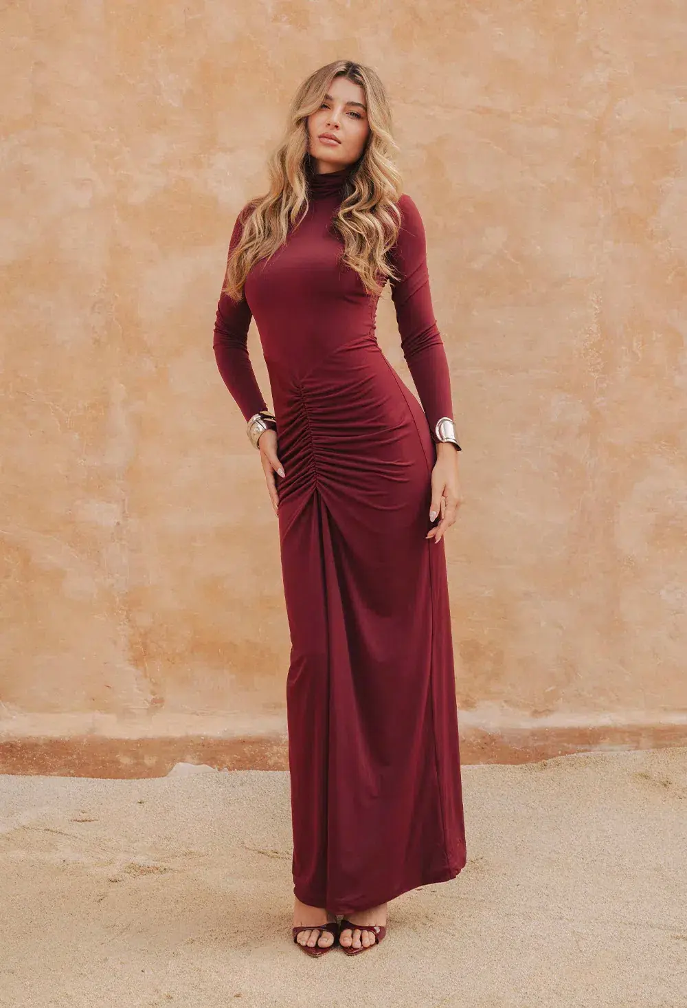 Bianca & Bridgett Layla Midi Dress Bordeaux Size AU 8 - Image 1