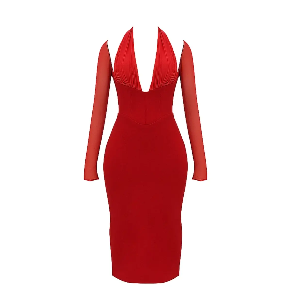 House of CB Yasmin Plunge Midi Dress Scarlet Size S/AU 8 - Image 5