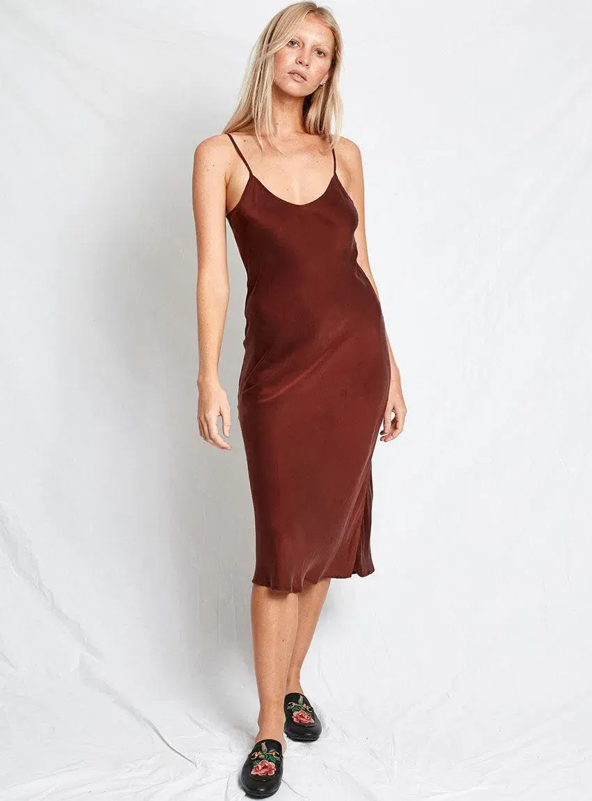 Silk Laundry 90s Slip Dress in Burgundy Size Large / AU 12 - Image 1