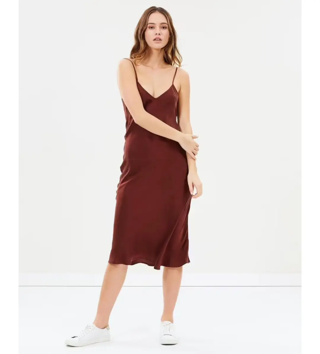 Silk Laundry 90s Slip Dress in Burgundy Size Large / AU 12 for rent on The Volte - main image