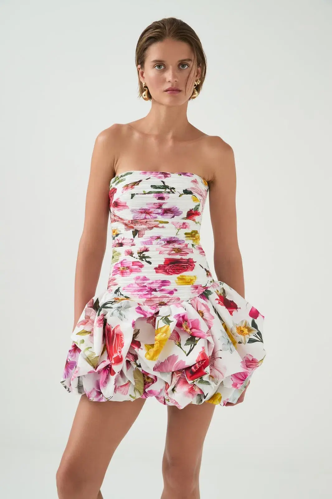 Aje Violette Bubble Hem Mini Dress Collage Floral Size AU 8 - Image 4