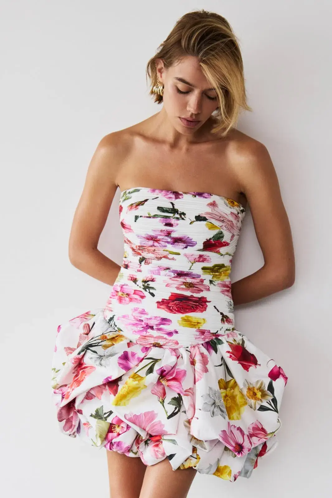 Aje Violette Bubble Hem Mini Dress Collage Floral Size AU 8 - Image 3