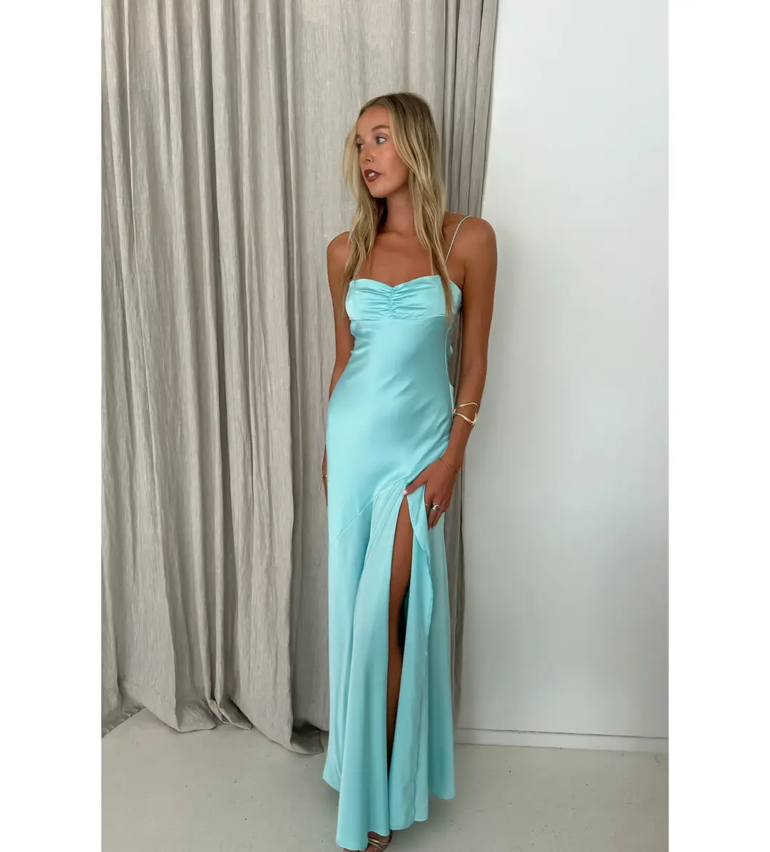 HNTR The Label Alix Gown Teal Size 8  for rent on The Volte - main image