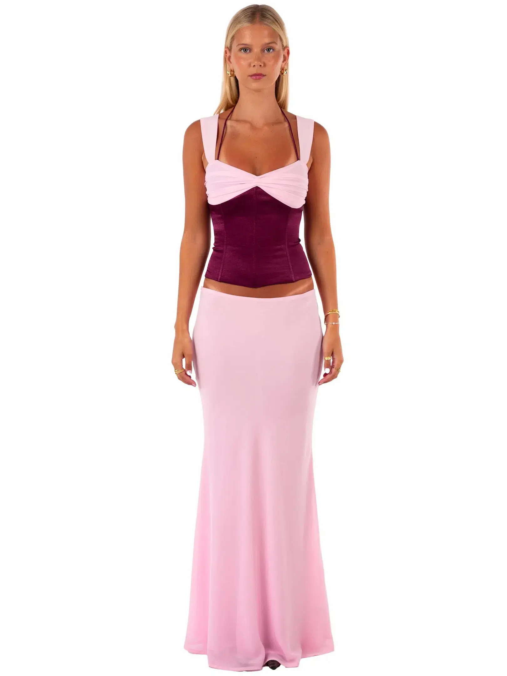 I Am Delilah Scarlett Corset Maxi Skirt Set Berry Size AU 8 - Image 1