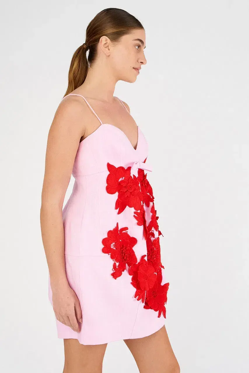 Oroton 3D Contrast Flower Linen  Mini Dress Floral Size 10 - Image 2