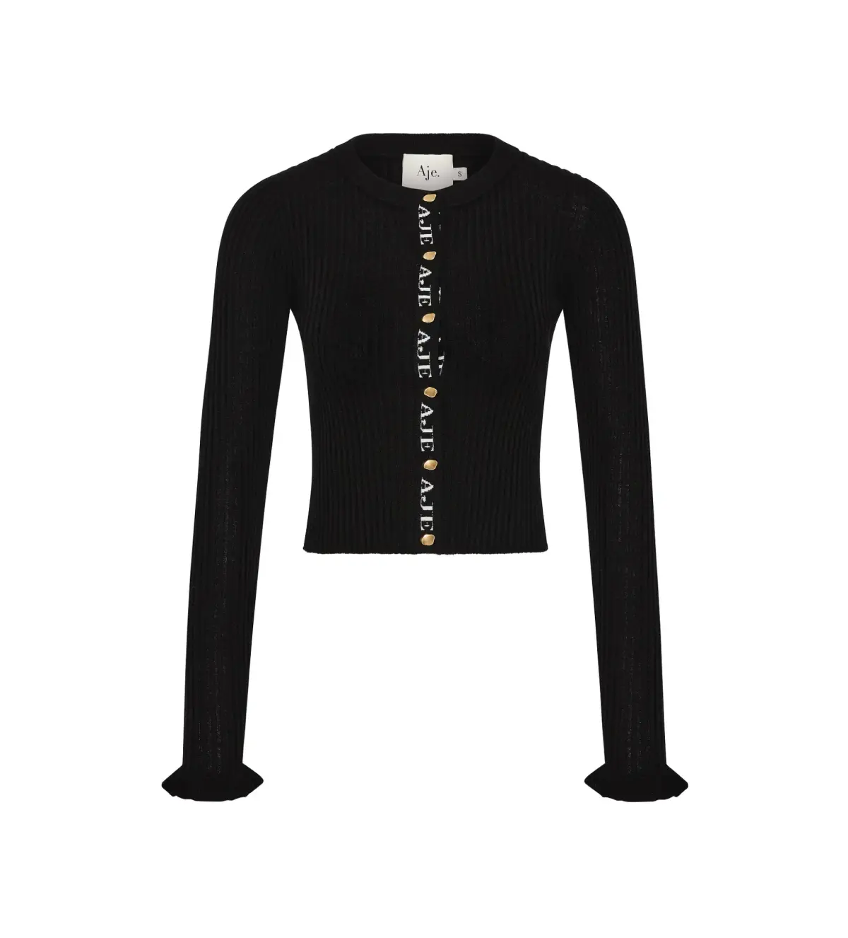 Aje Alchemy Knit Cardigan Black/Ivory Logo Size S/AU 8 - Image 6