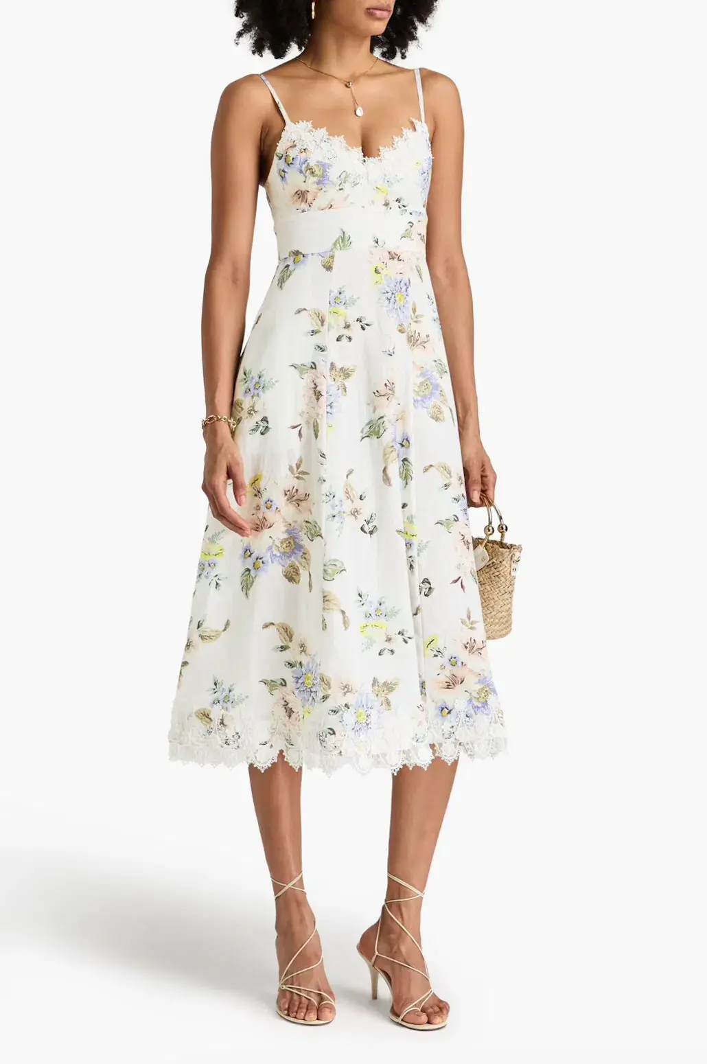 Zimmermann Lace Trim White Floral Midi Size 1 / AU 10  - Image 1