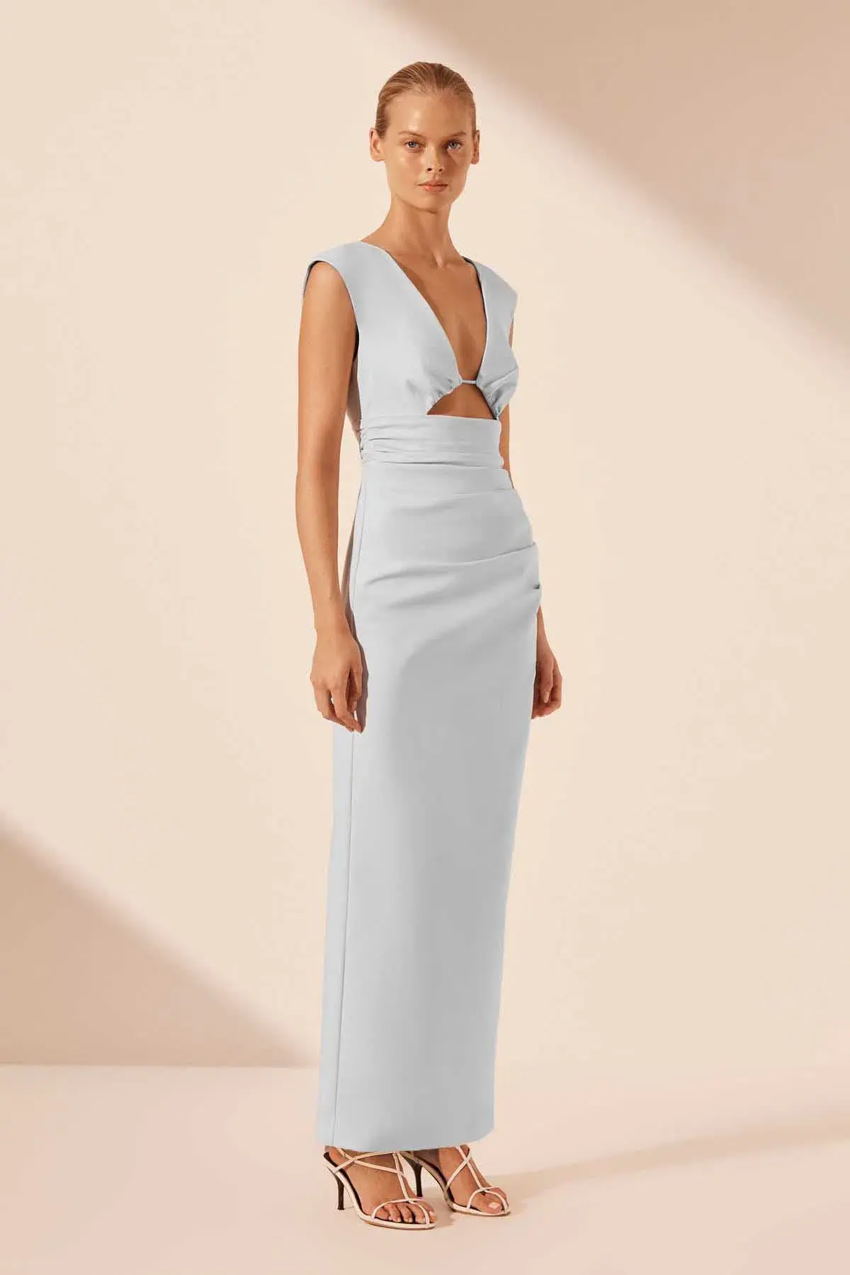 Shona Joy Lani Plunge Cut Out Maxi Dress in Sky Blue Size 12 - Image 2