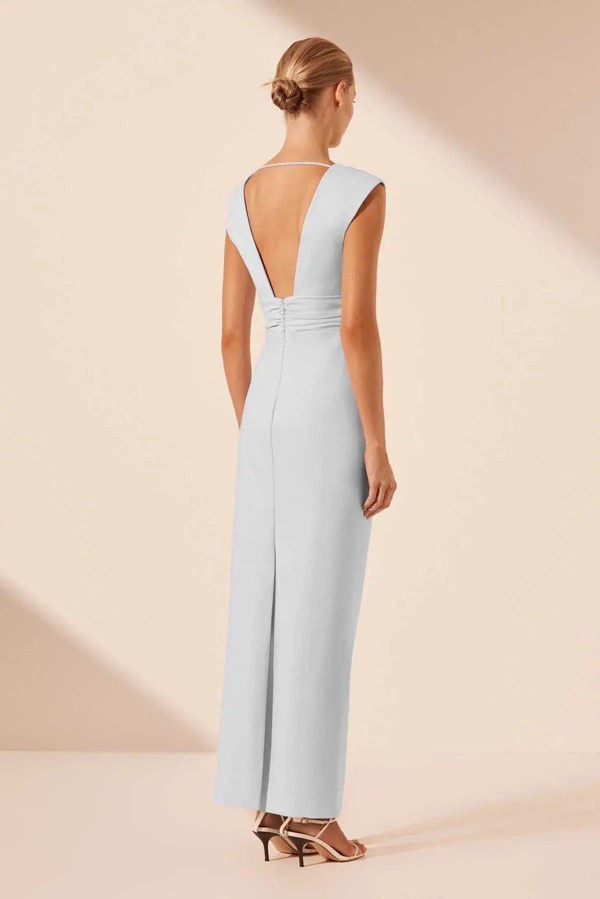 Shona Joy Lani Plunge Cut Out Maxi Dress in Sky Blue Size 12 - Image 3