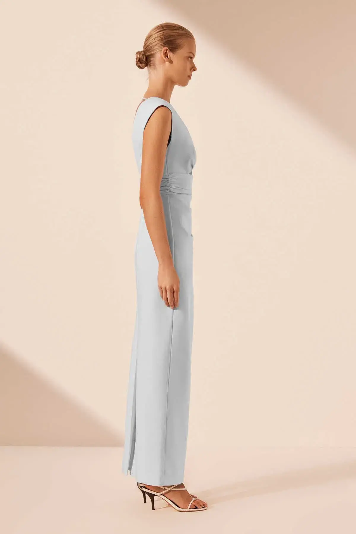 Shona Joy Lani Plunge Cut Out Maxi Dress in Sky Blue Size 12 - Image 4
