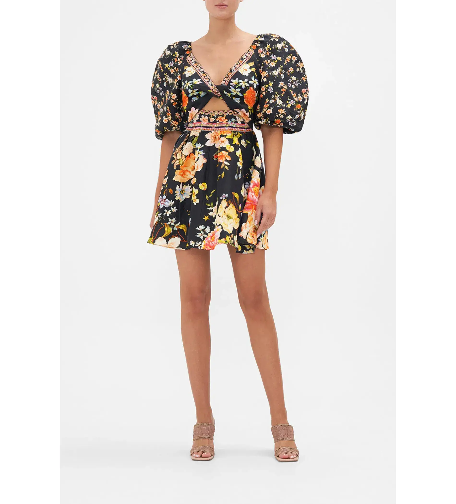 Camilla Secret History Puff Sleeve Mini Dress Print Size XS / AU 6 - Image 1