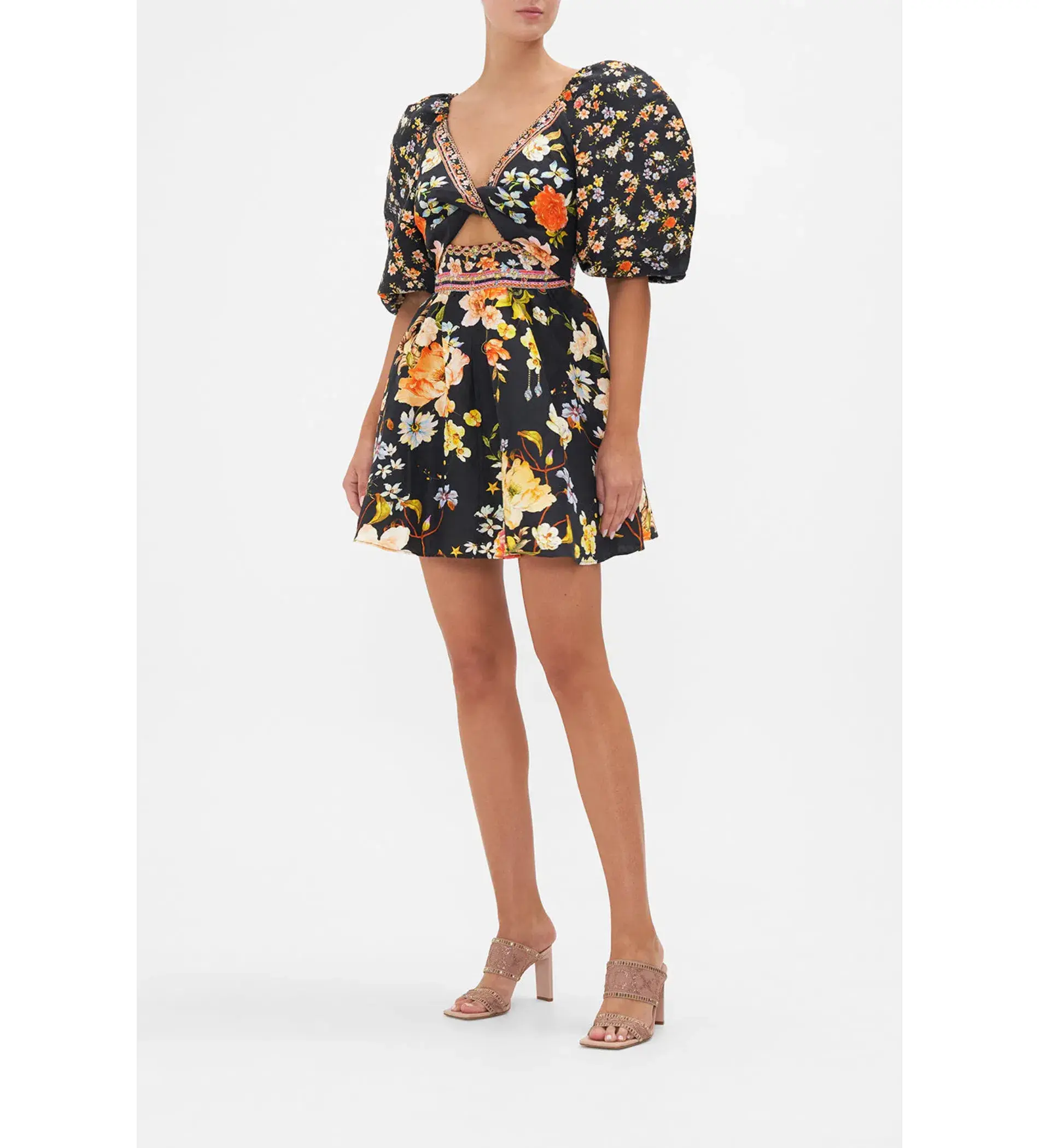 Camilla Secret History Puff Sleeve Mini Dress Print Size XS / AU 6 - Image 2
