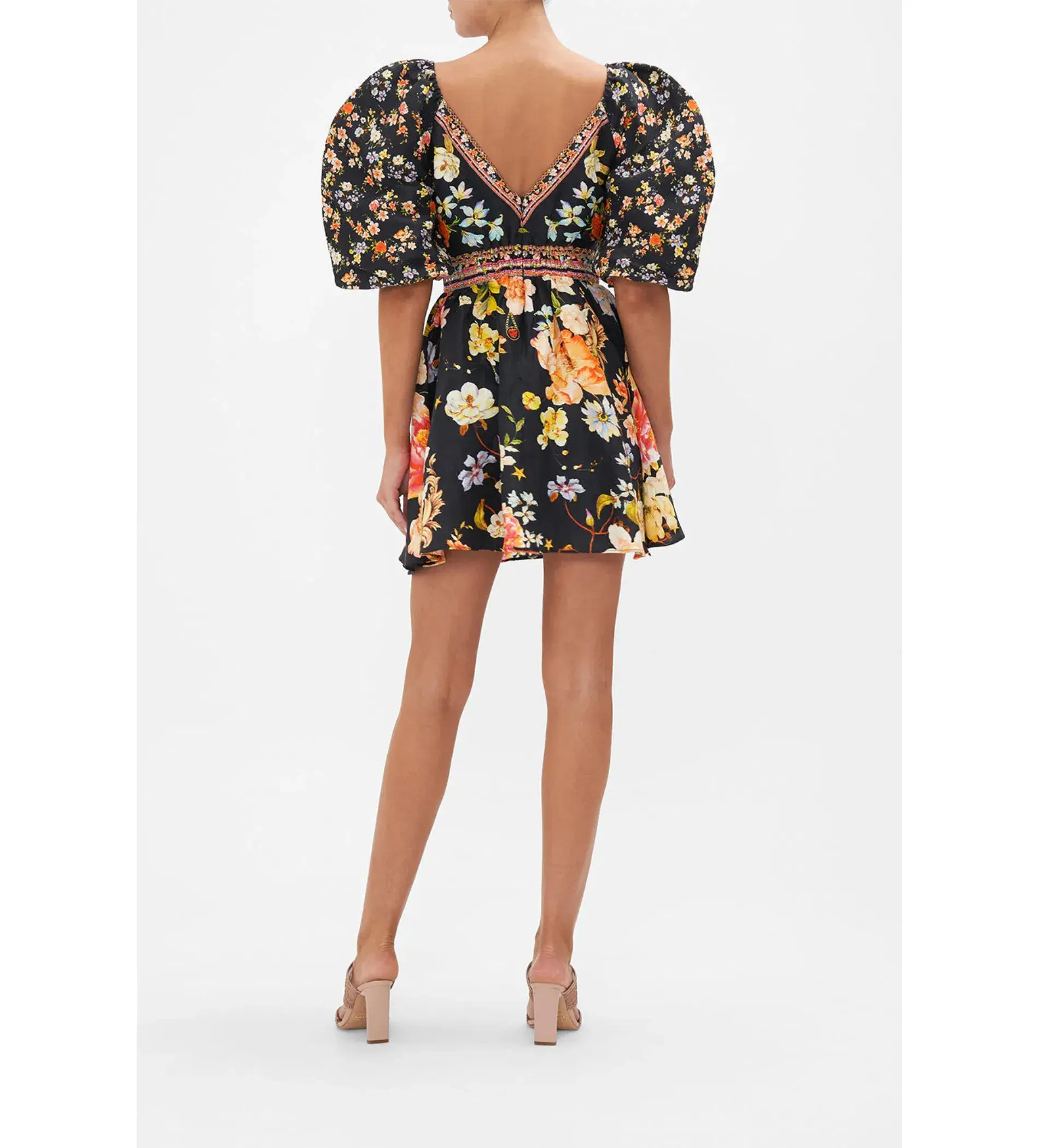 Camilla Secret History Puff Sleeve Mini Dress Print Size XS / AU 6 - Image 3