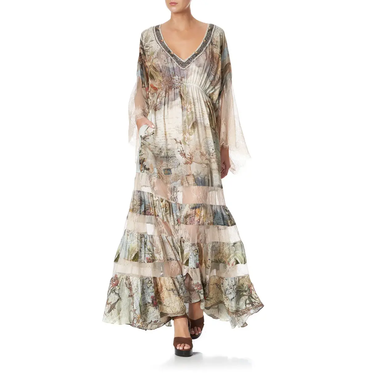 Camilla Lace Panel Dress Letters From Hilda Print Size 10/S - Image 1