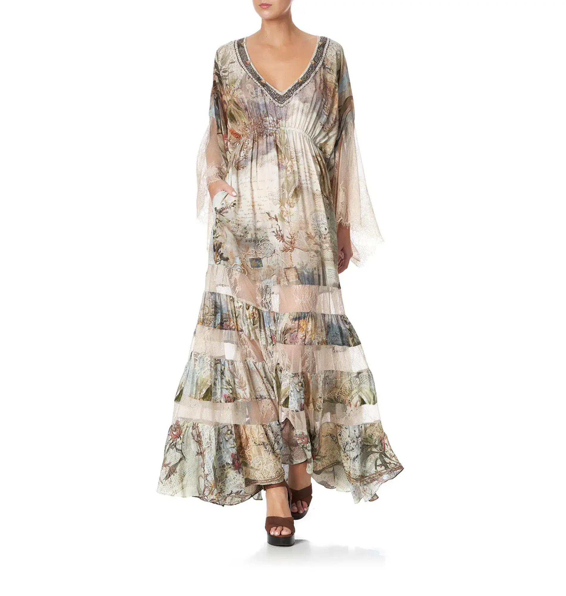 Camilla Lace Panel Dress Letters From Hilda Print Size 10/S - Image 1