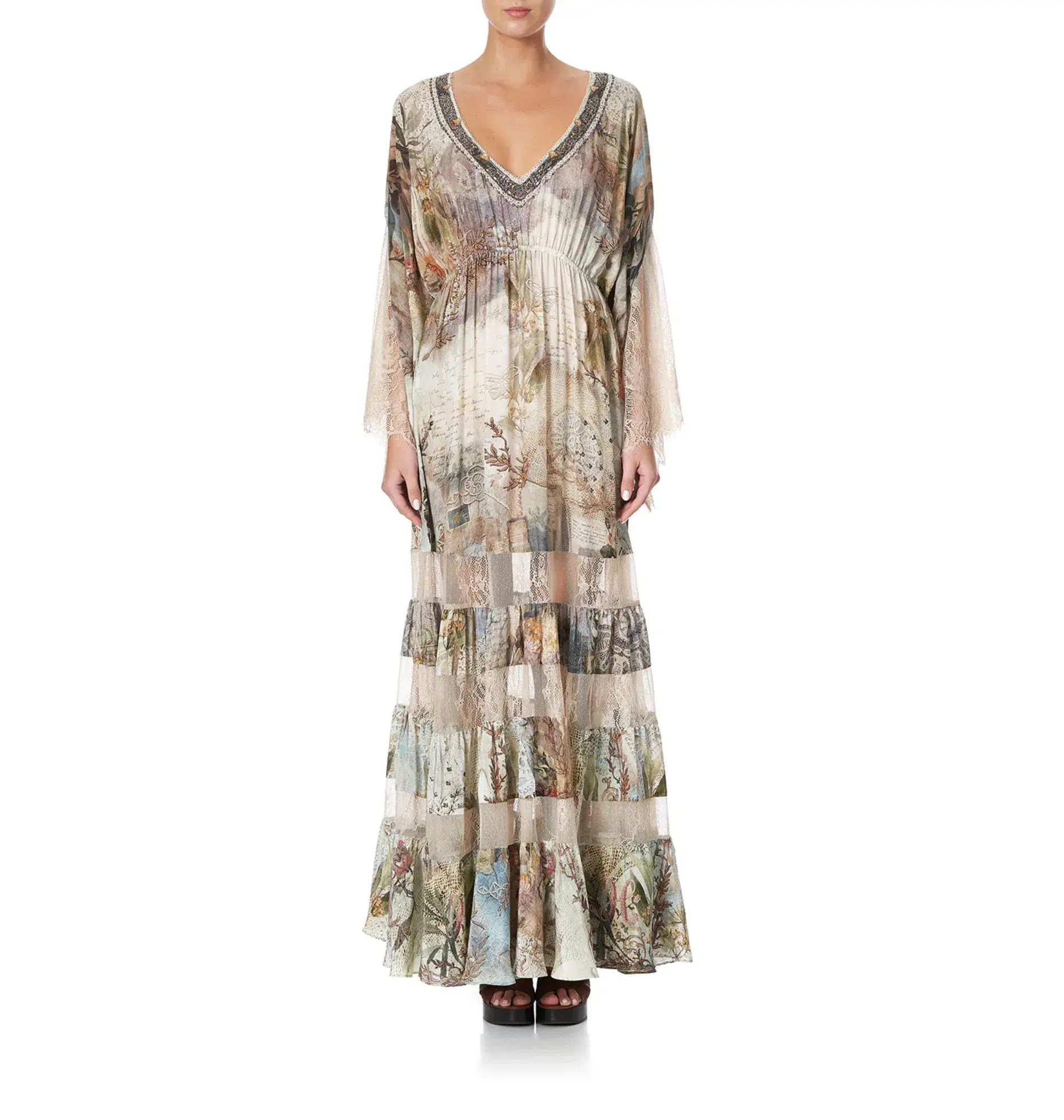 Camilla Lace Panel Dress Letters From Hilda Print Size 10/S - Image 2