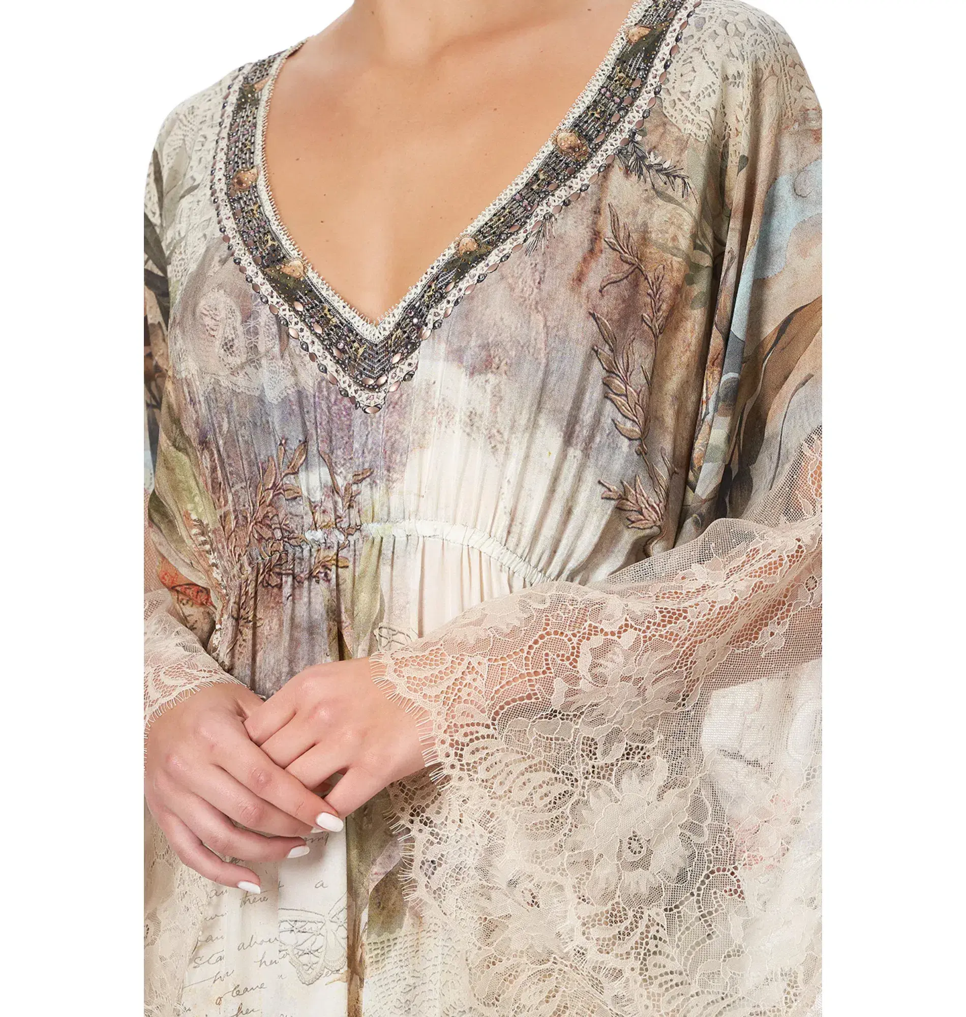 Camilla Lace Panel Dress Letters From Hilda Print Size 10/S - Image 7