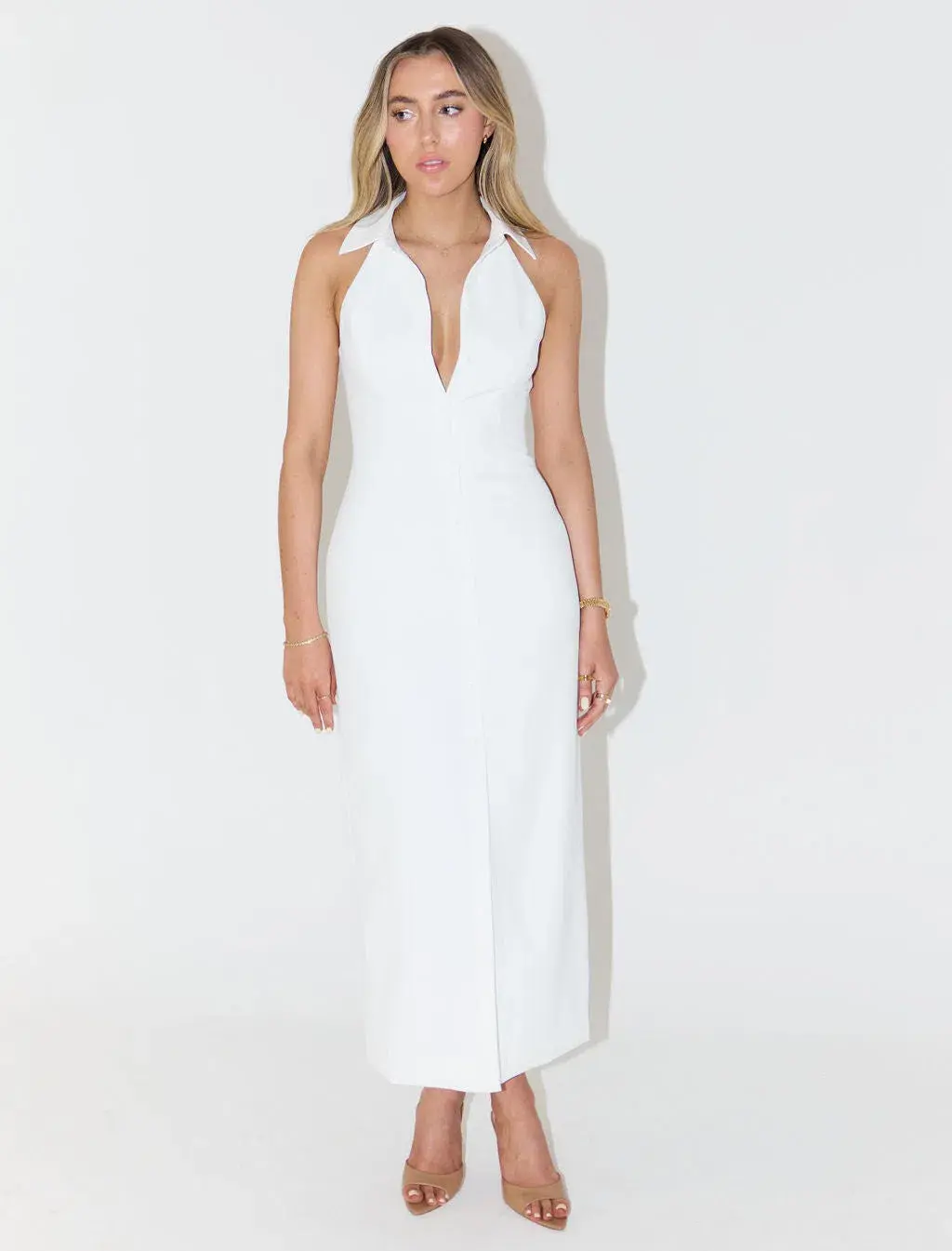 Odd Muse The Ultimate Muse Collar Maxi Dress in White Size XXS / AU 4 for rent on The Volte - main image