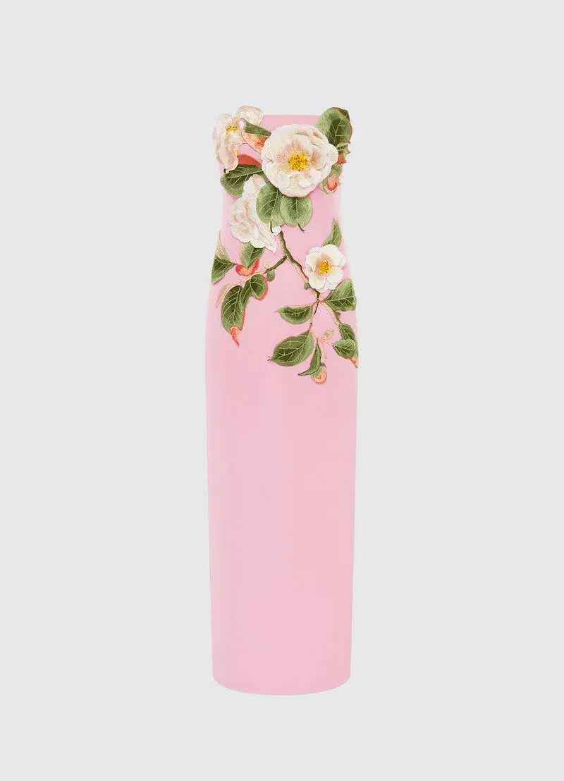 Leo Lin Rayna Applique Floral Bustier Maxi Dress in Camelia Print Size 12 - Image 3