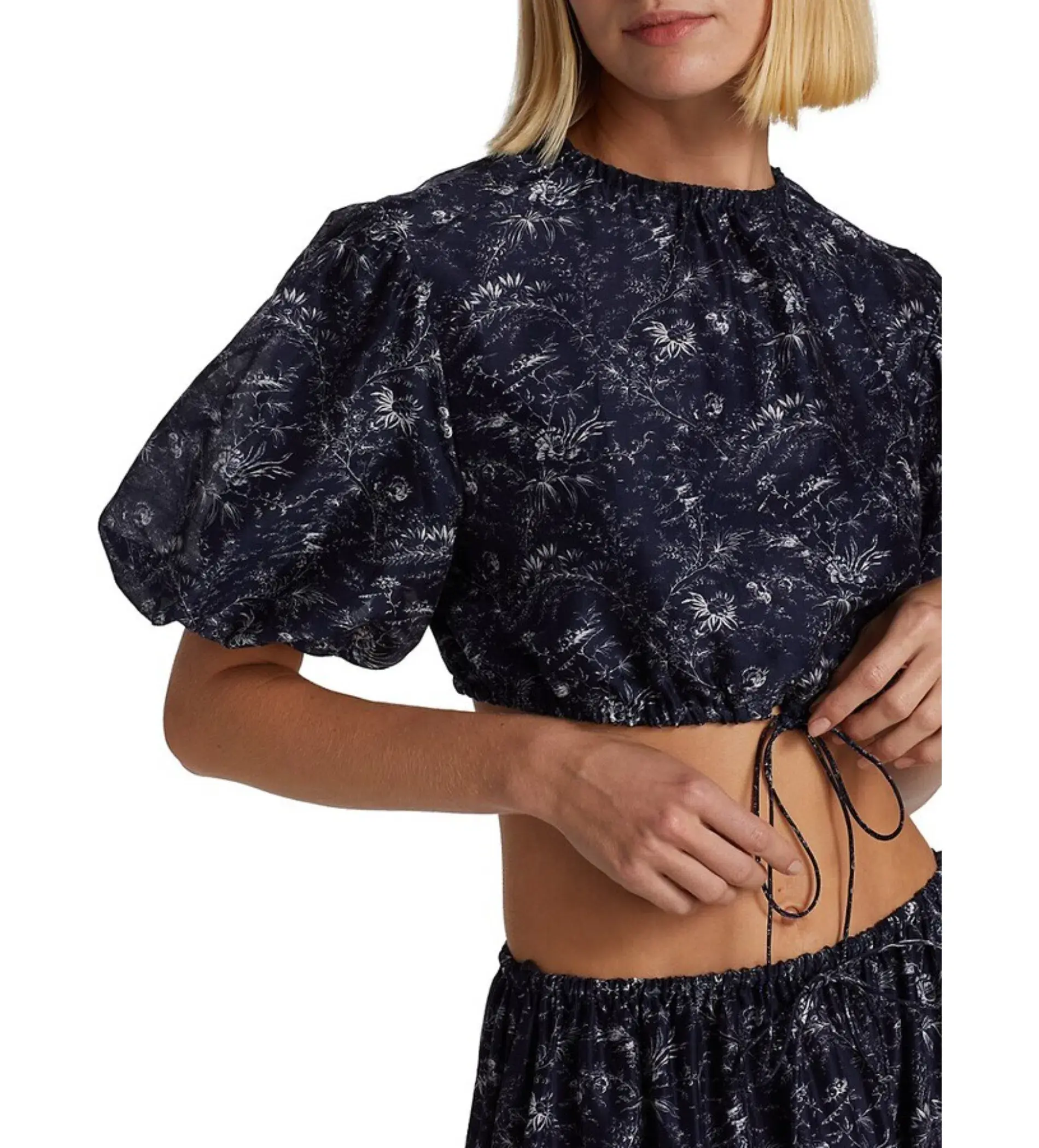 Sir The Label Caprice Puff-Sleeve Cropped Top and Maxi Skirt Set Navy Floral Size 0/AU 6 - Image 5