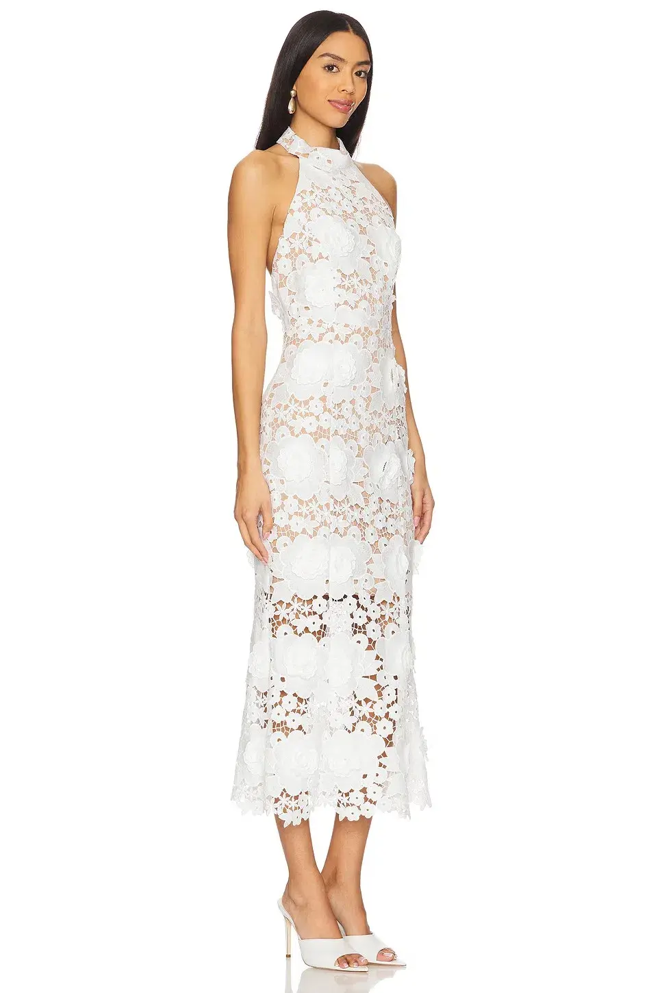 Elliatt Daffodil Lace Halter Midi Dress White Size M / AU 12 for rent on The Volte - main image