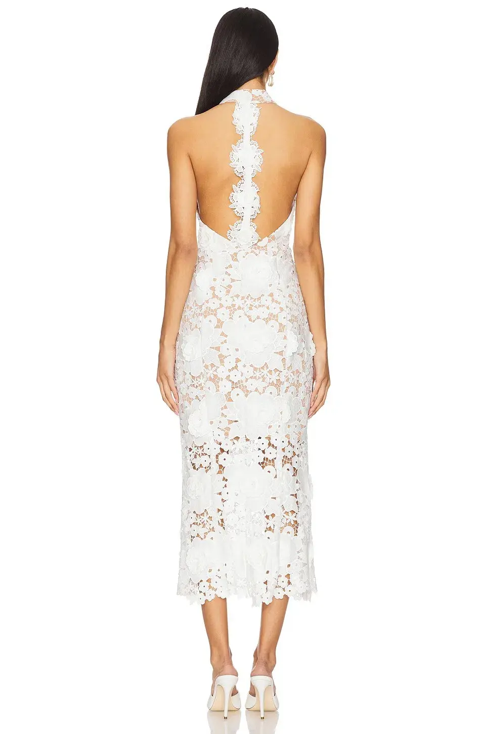 Elliatt Daffodil Lace Halter Midi Dress White Size M / AU 12 for rent on The Volte - main image