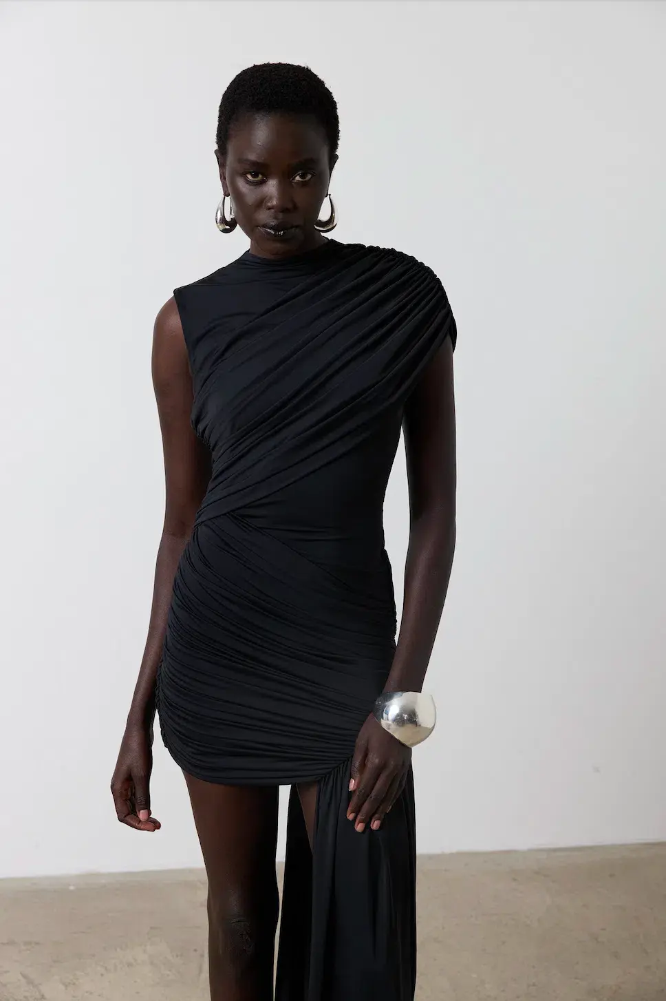 De La Vali Ravenna Spandex Jersey Mini Dress Black Size UK / AU 6-8 - Image 4