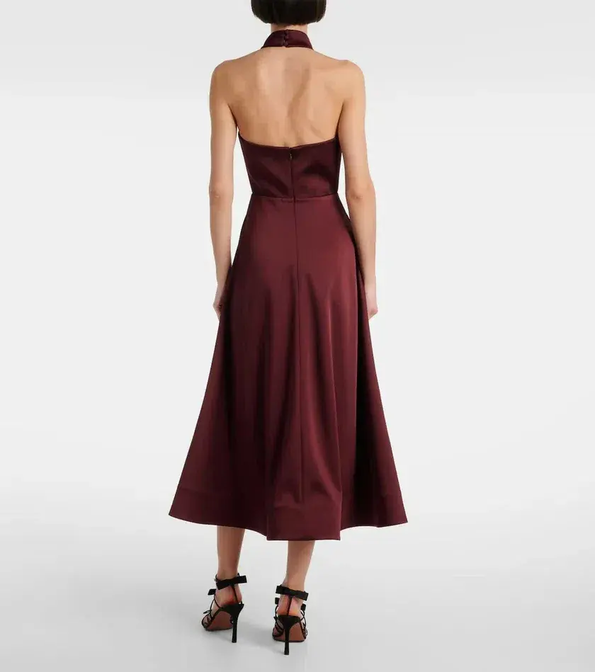 Rebecca Vallance Merlot Halter Midi Dress Burgundy Size 6 - Image 2