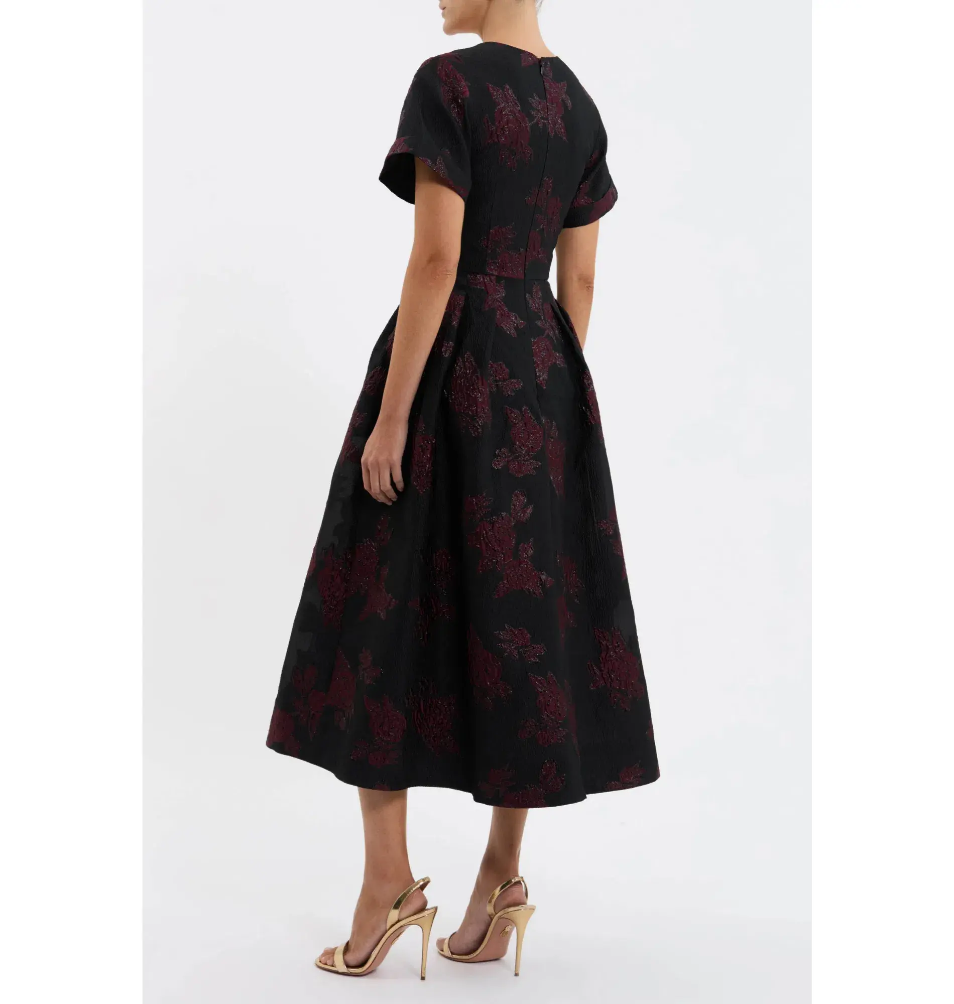 Rebecca Vallance Florentina Midi Dress Black Floral Size AU 12 - Image 3