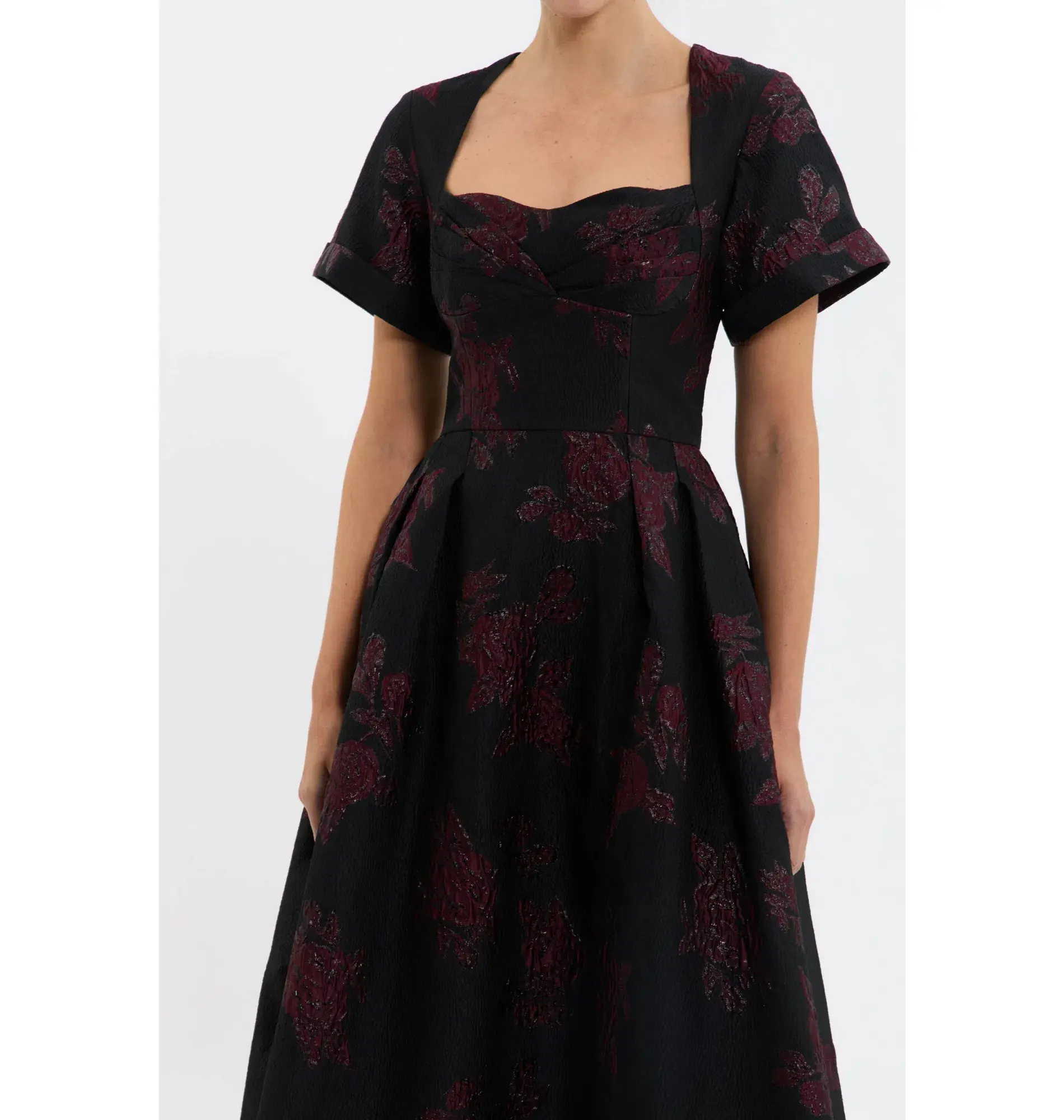 Rebecca Vallance Florentina Midi Dress Black Floral Size AU 12 - Image 2