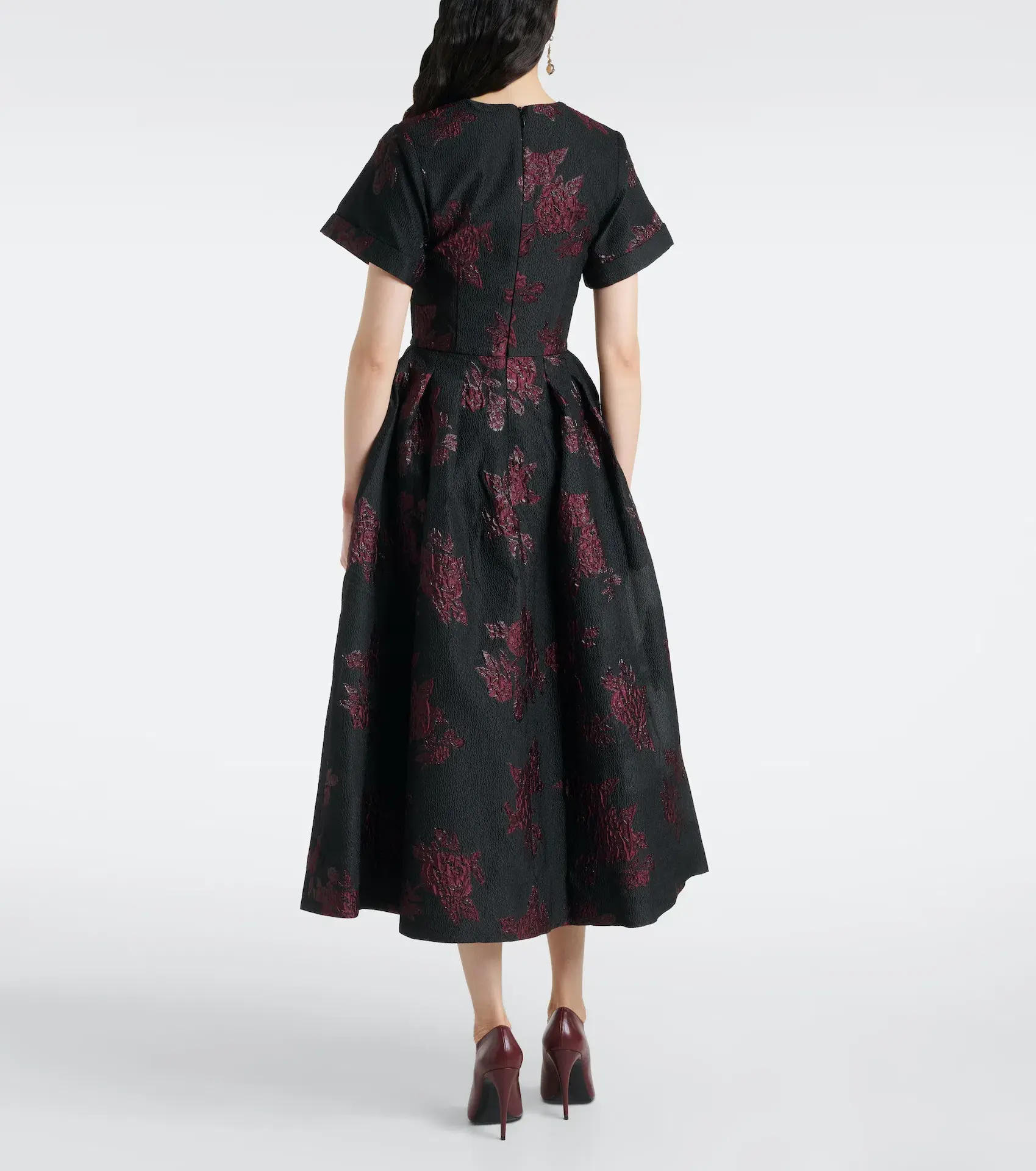 Rebecca Vallance Florentina Midi Dress Black/Wine Floral Size 14 - Image 2