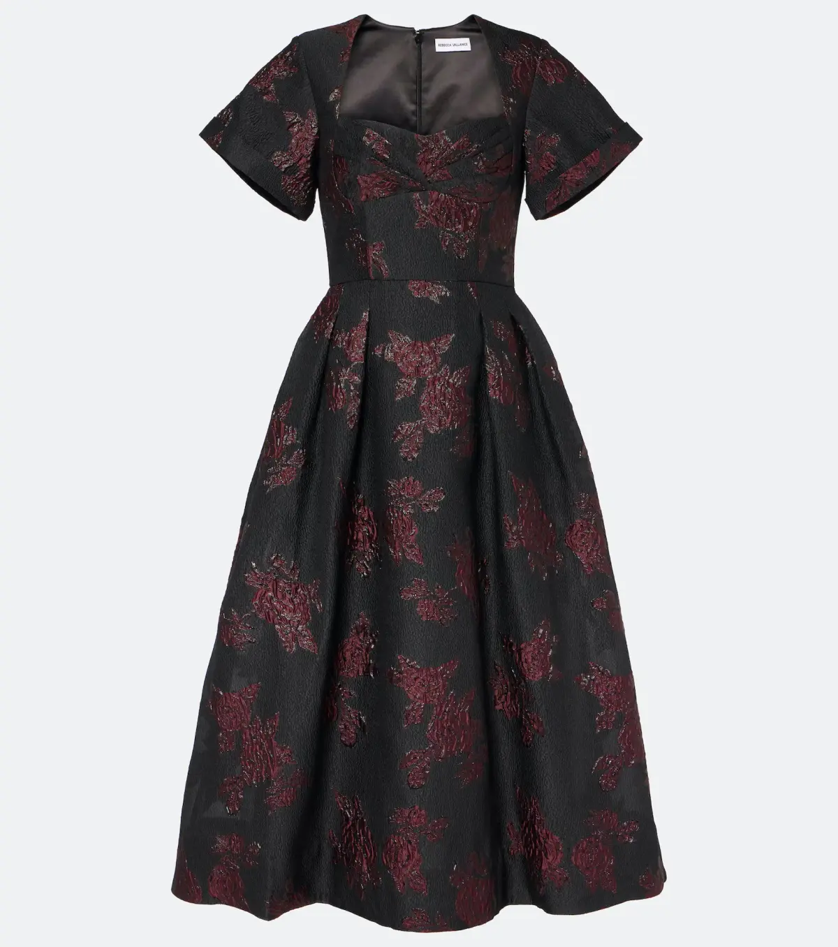Rebecca Vallance Florentina Midi Dress Black/Wine Floral Size 14 - Image 3