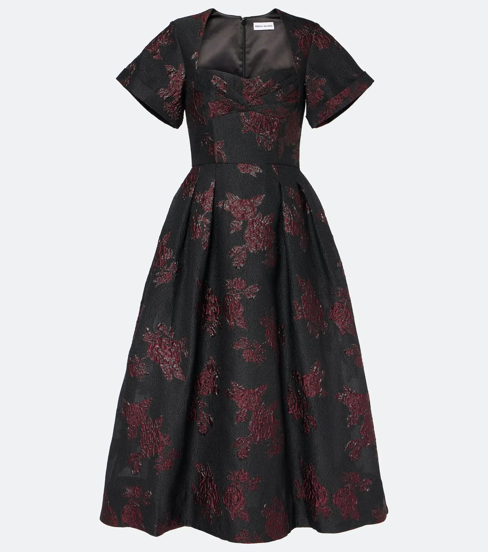 Rebecca Vallance Florentina Midi Dress Black/Wine Floral Size 14 - Image 3