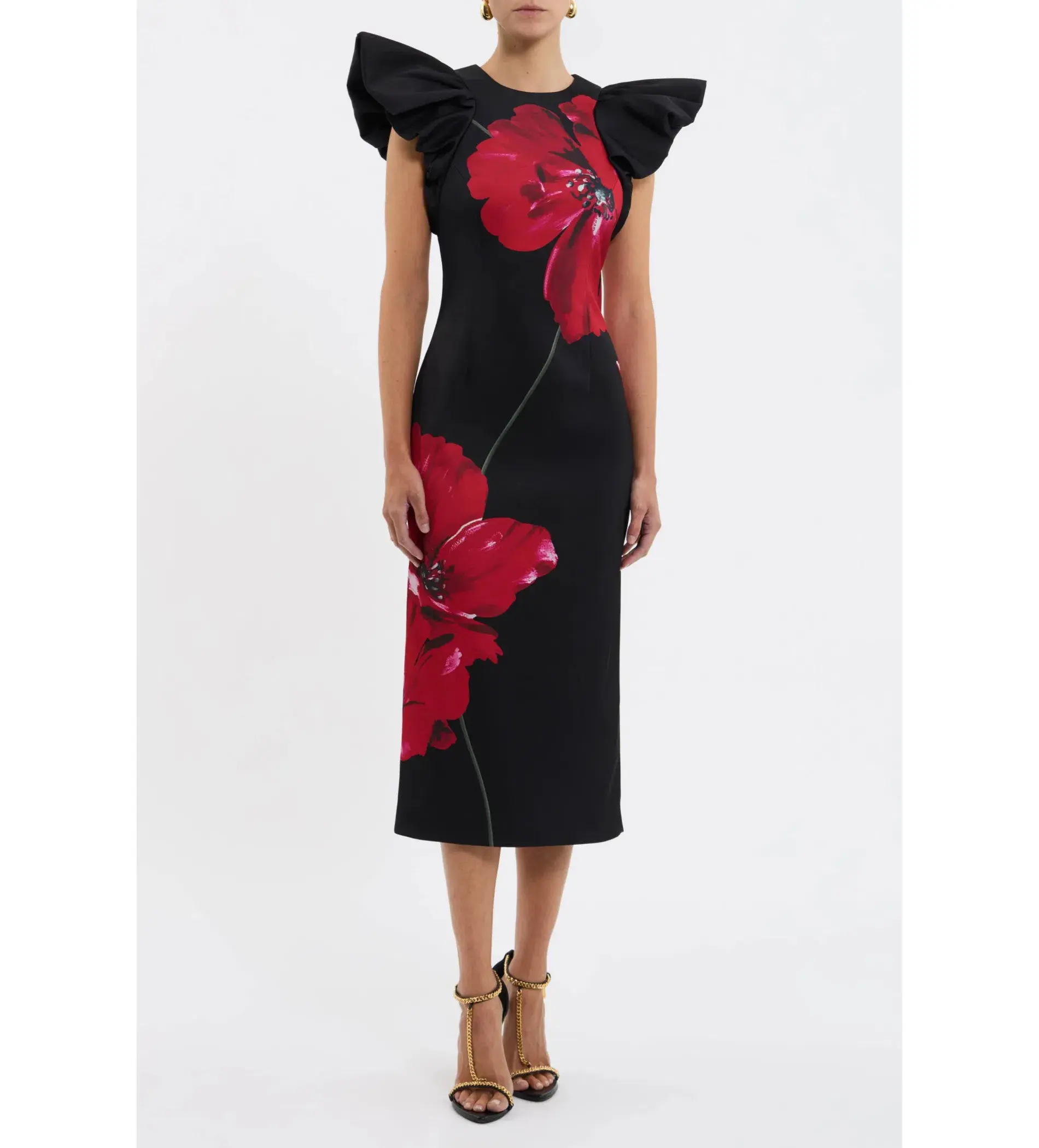 Rebecca Vallance Chaya Midi Dress Black Floral Size AU 10 - Image 1