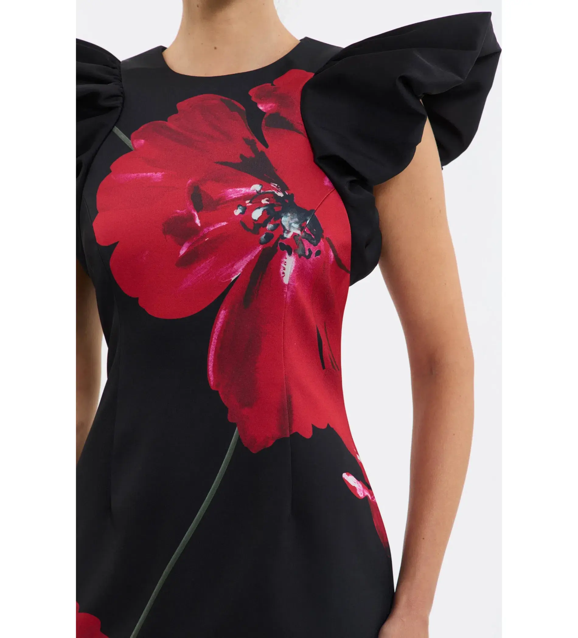 Rebecca Vallance Chaya Midi Dress Black Floral Size AU 10 - Image 4