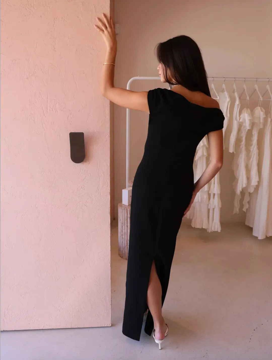 By Nicola Vivian Crepe Maxi dress in Black Size AU 10 for rent on The Volte - main image