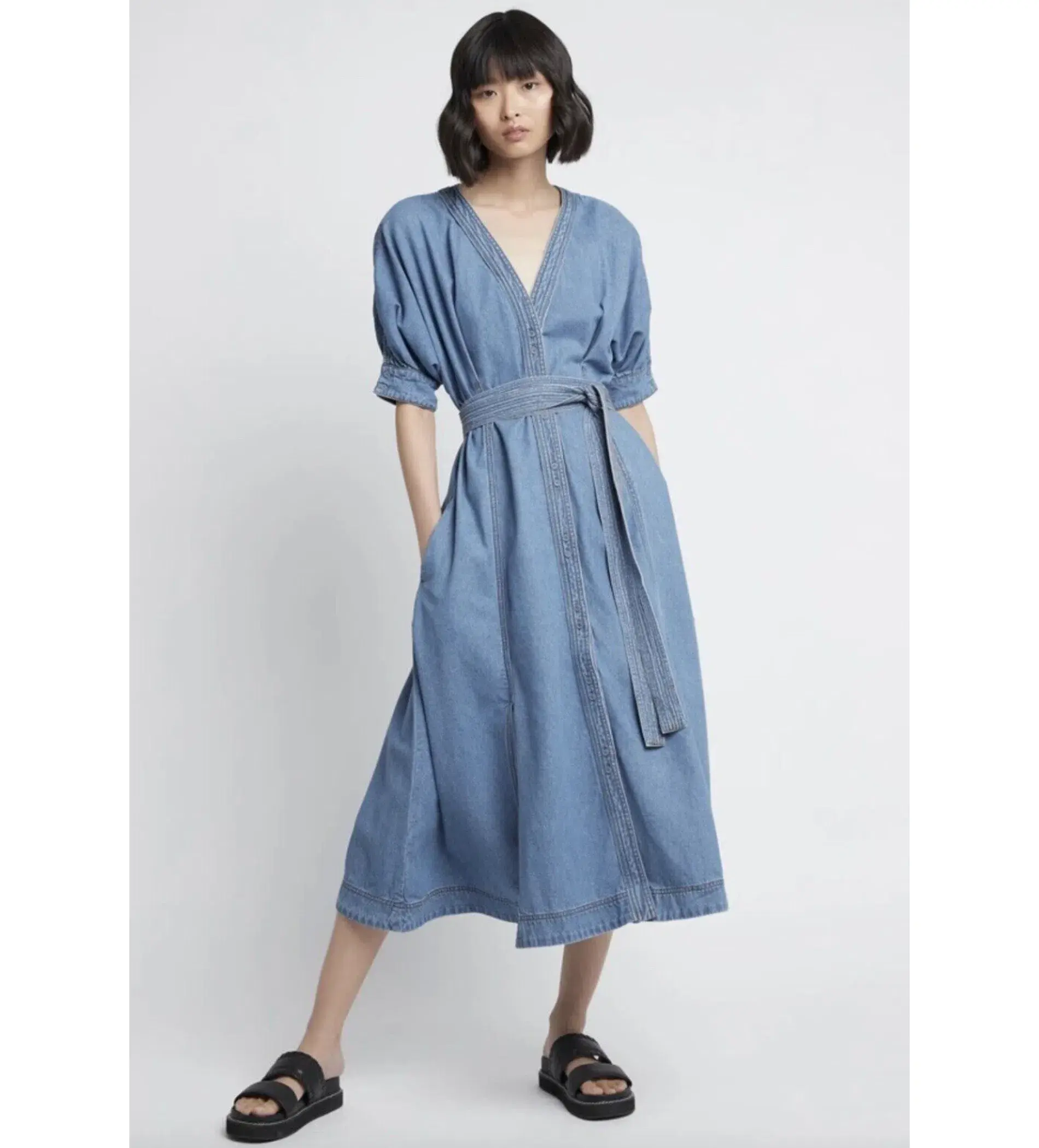 Aje Ennoble Denim Belted Dress Size 4 - Image 1